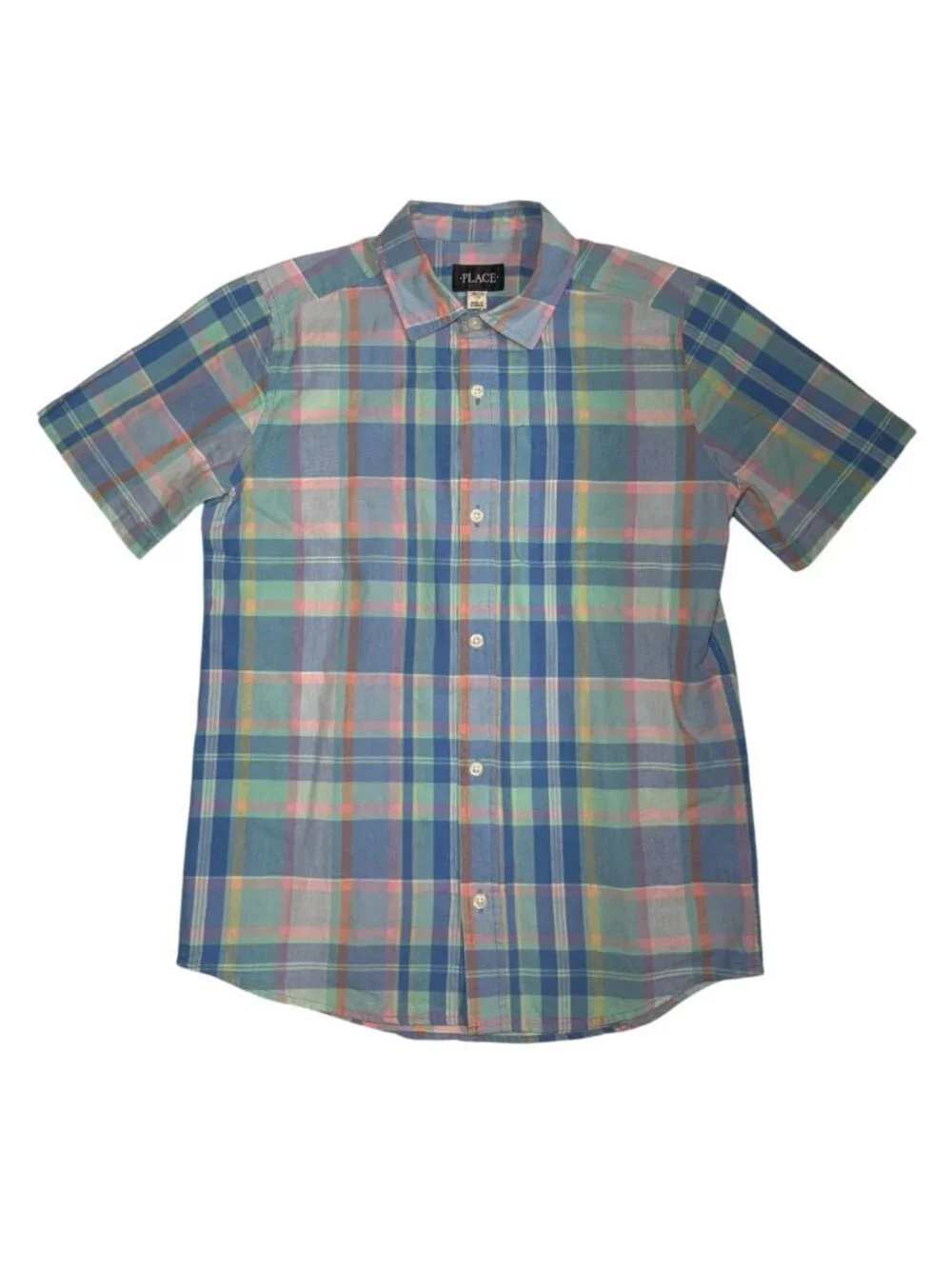 Three The Children's Place Boys Short Sleeve Button Up Dress Shirts Size L 10/12